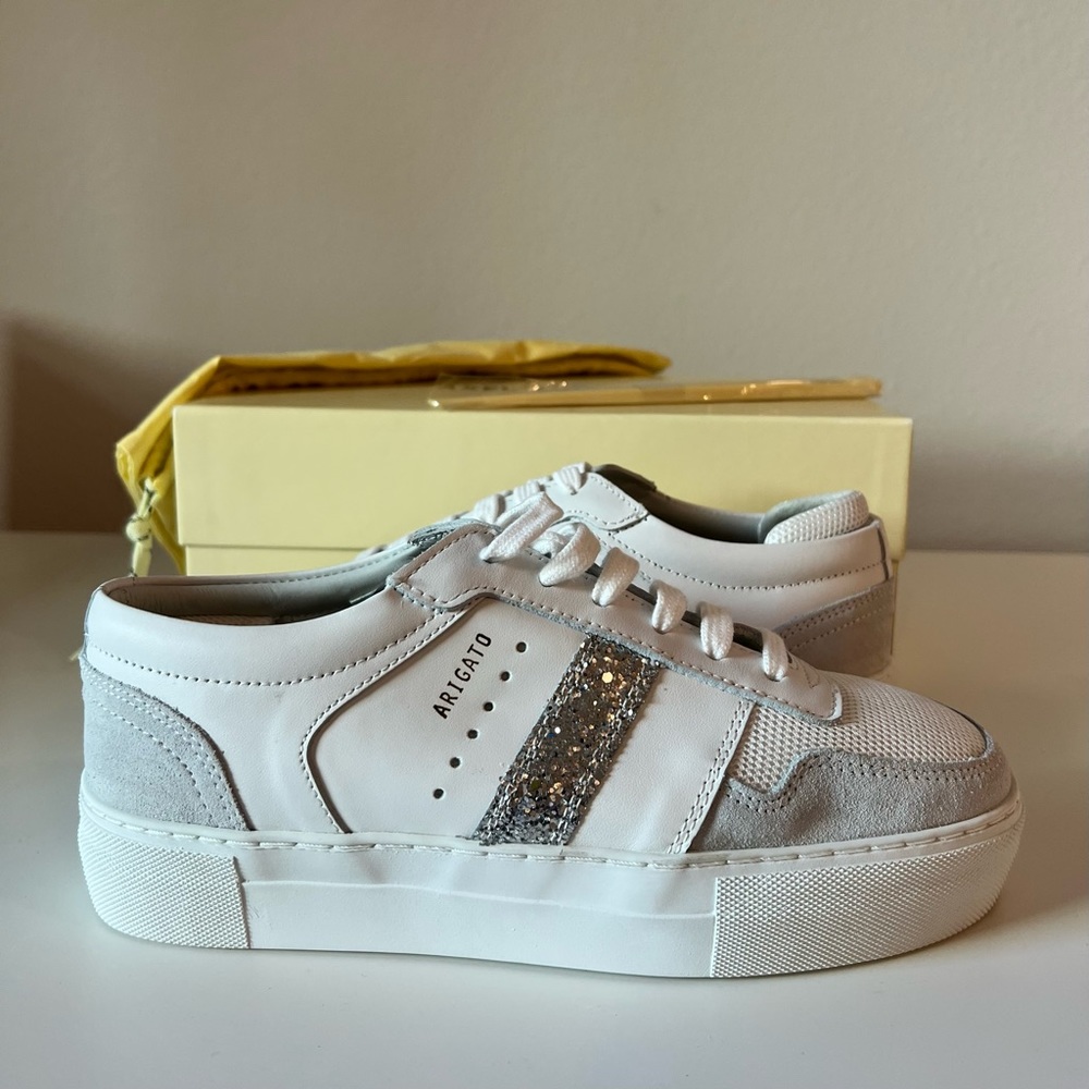 NWT Axel Arigato Detailed Platform Sneaker - White/Silver Glitter - EU 37 US 6.5 - Picture 8 of 16